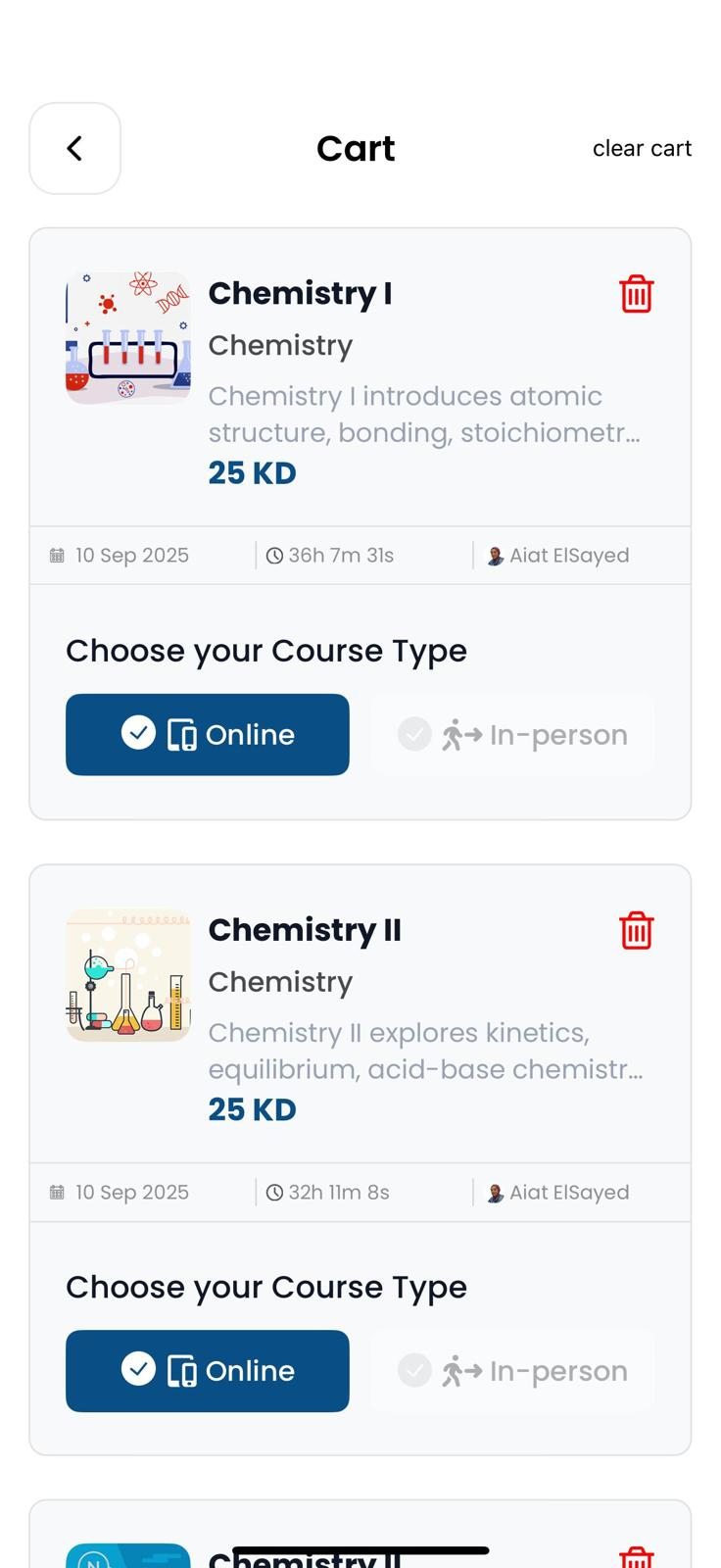 Bright Future app: cart