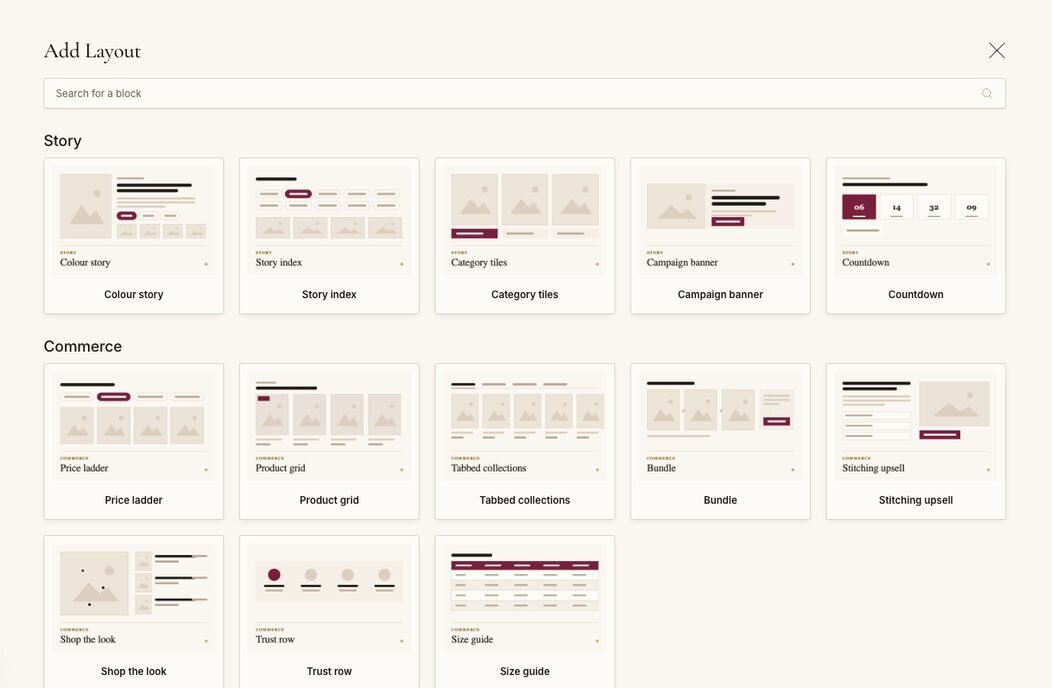 Choosing a content block in the Rang-e-Aahan admin